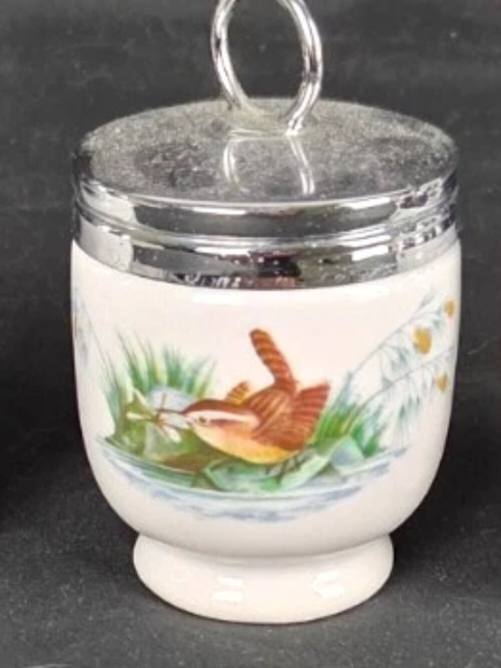 3 Vintage Royal Worcester Porcelain Egg Coddlers Flower & Birds - Picture 2 of 5
